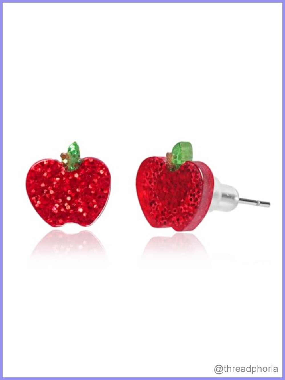 Acrylic Glitter Stud Earrings Teacher Apple Pencil Back to School Gift